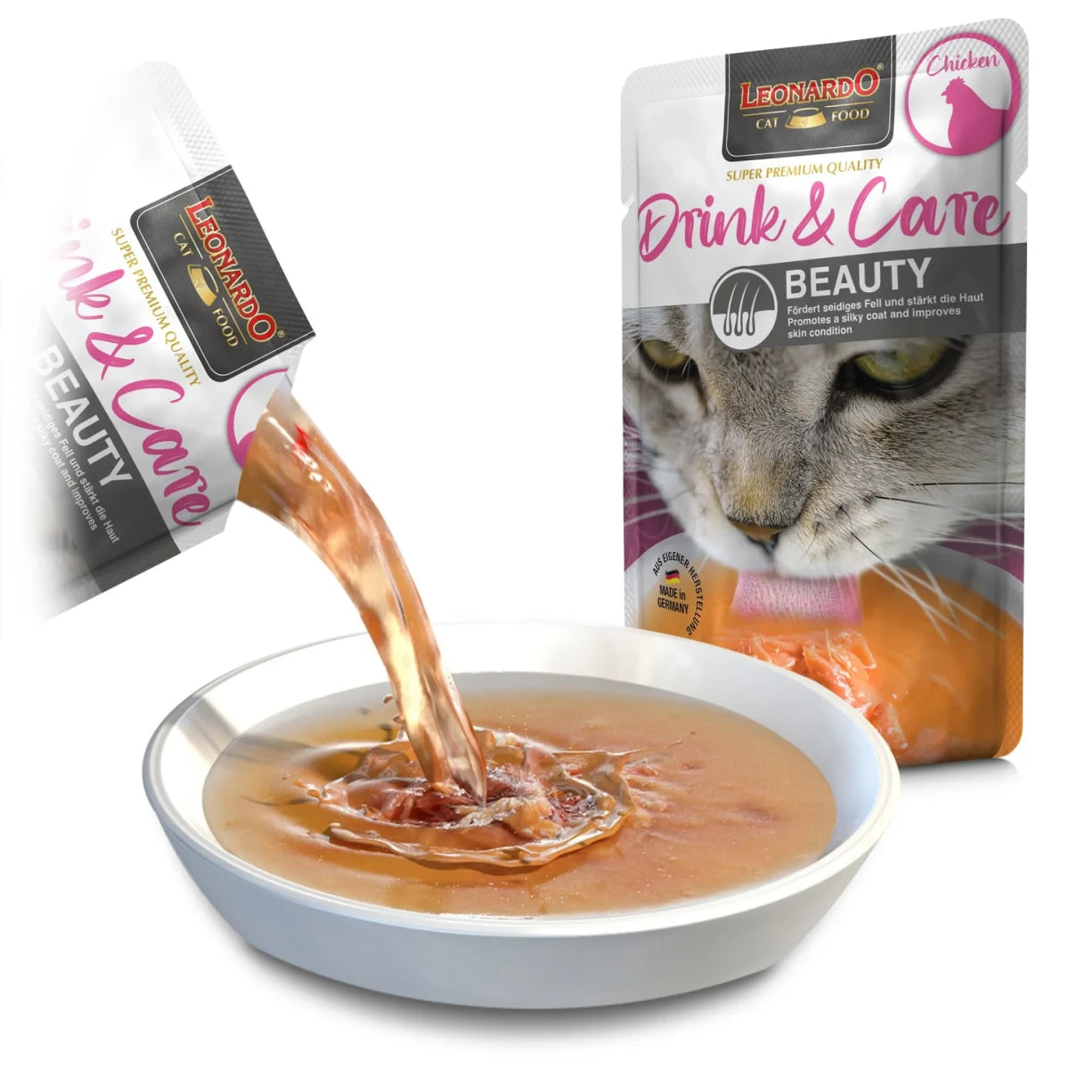 Bouillon pour chat au poulet beauté du poil 