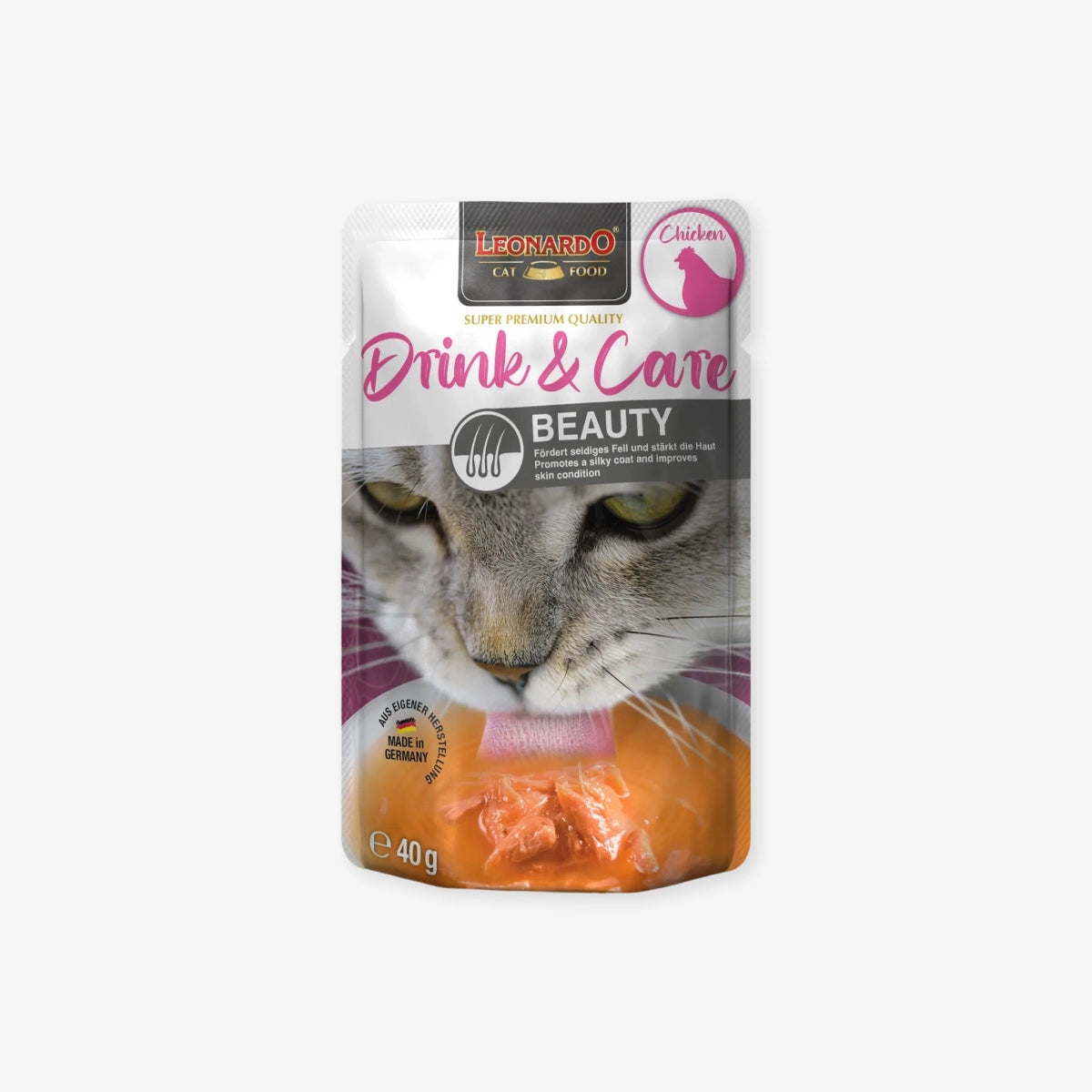 Bouillon pour chat au poulet beauté du poil leonardo