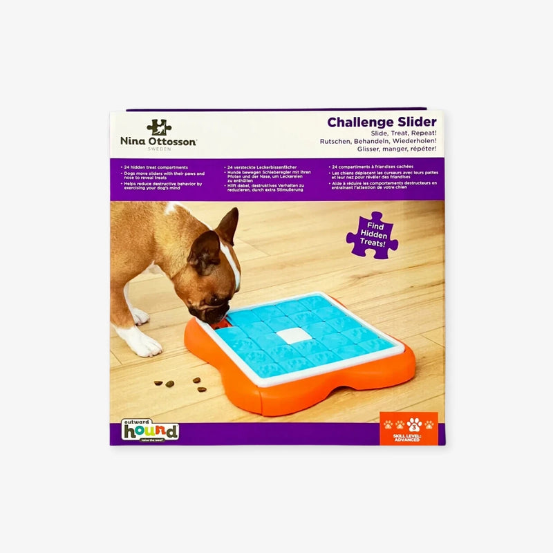 packaging jeu d'intelligence pour chien challenge slider nina ottosson