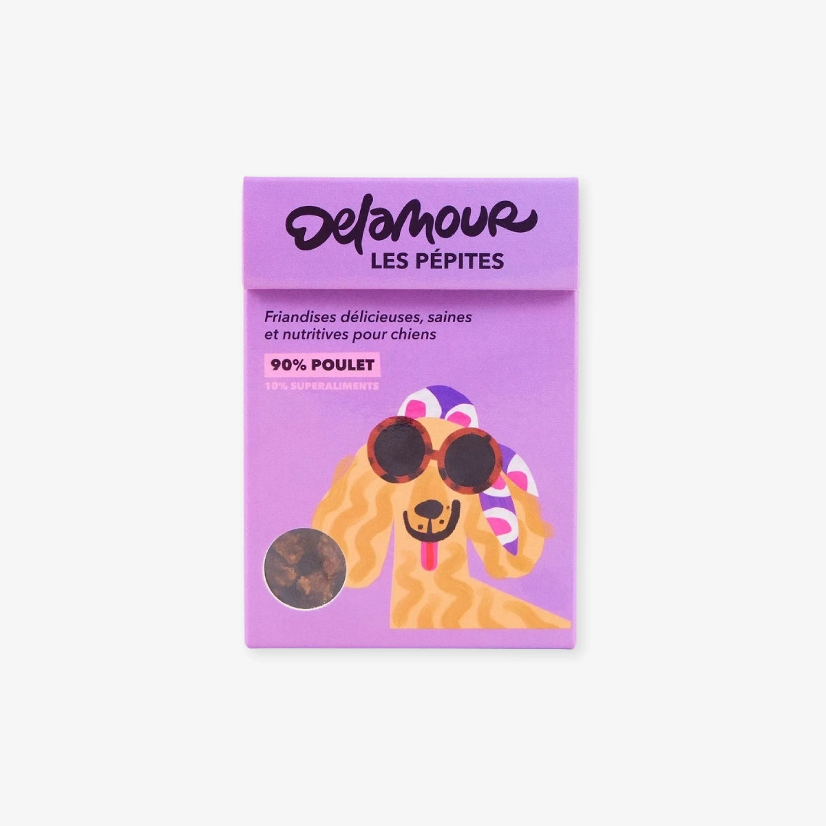 Packaging recto friandises pépites poulet pour chien delamour