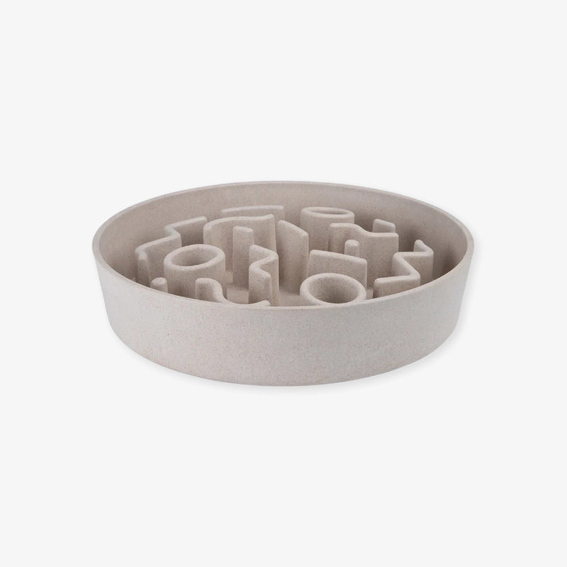 Gamelle anti-glouton chien bambou beige avec relief - District