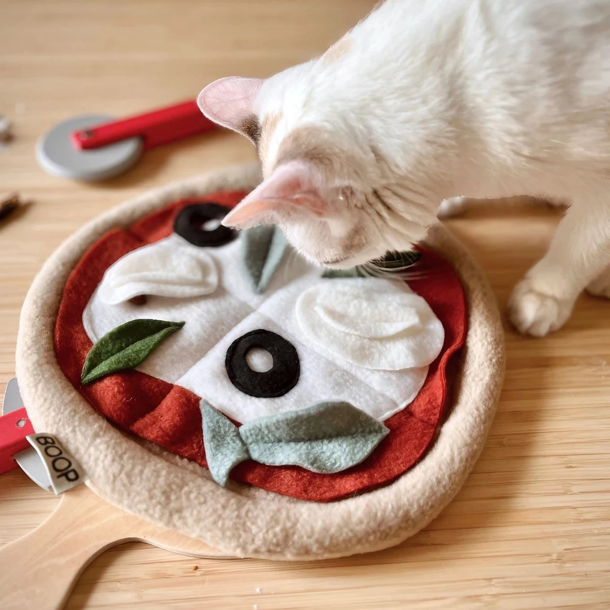 Jeu de fouille pour chat pizza