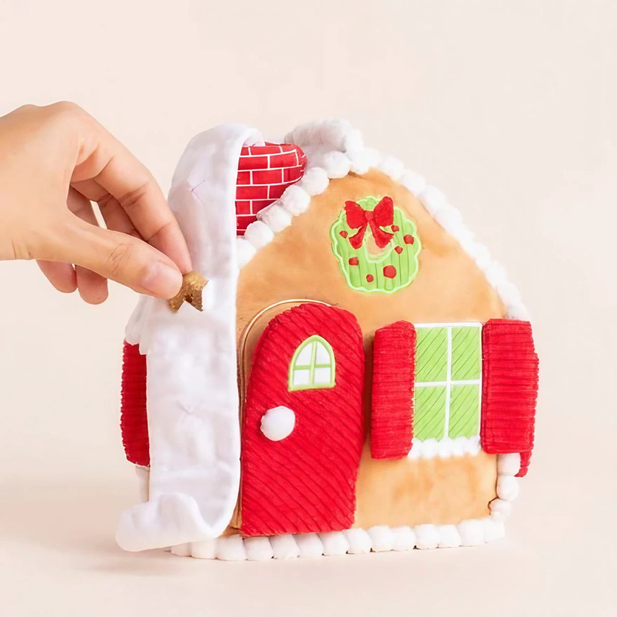 friandise dans le ruban jeu de fouille pour chien maison en pain d'épices